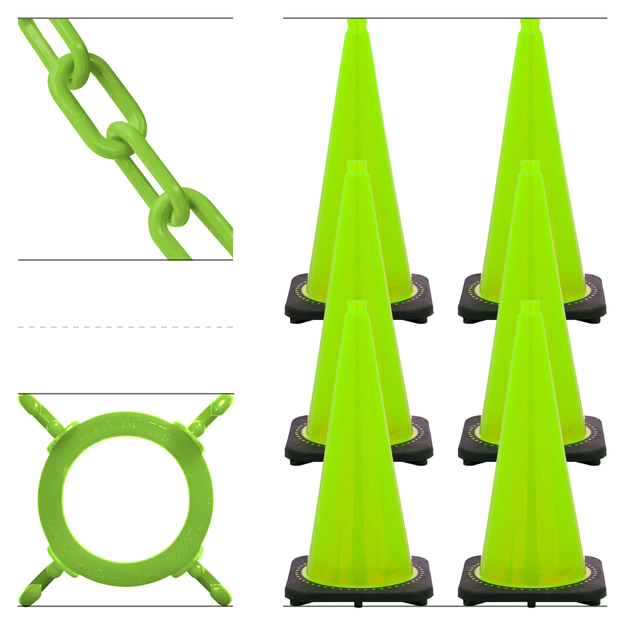 Mr. Chain Safety Green Traffic Cone and Chain Kit — 28in., 14in. Base, UV-Resistant, Model# 93214-6